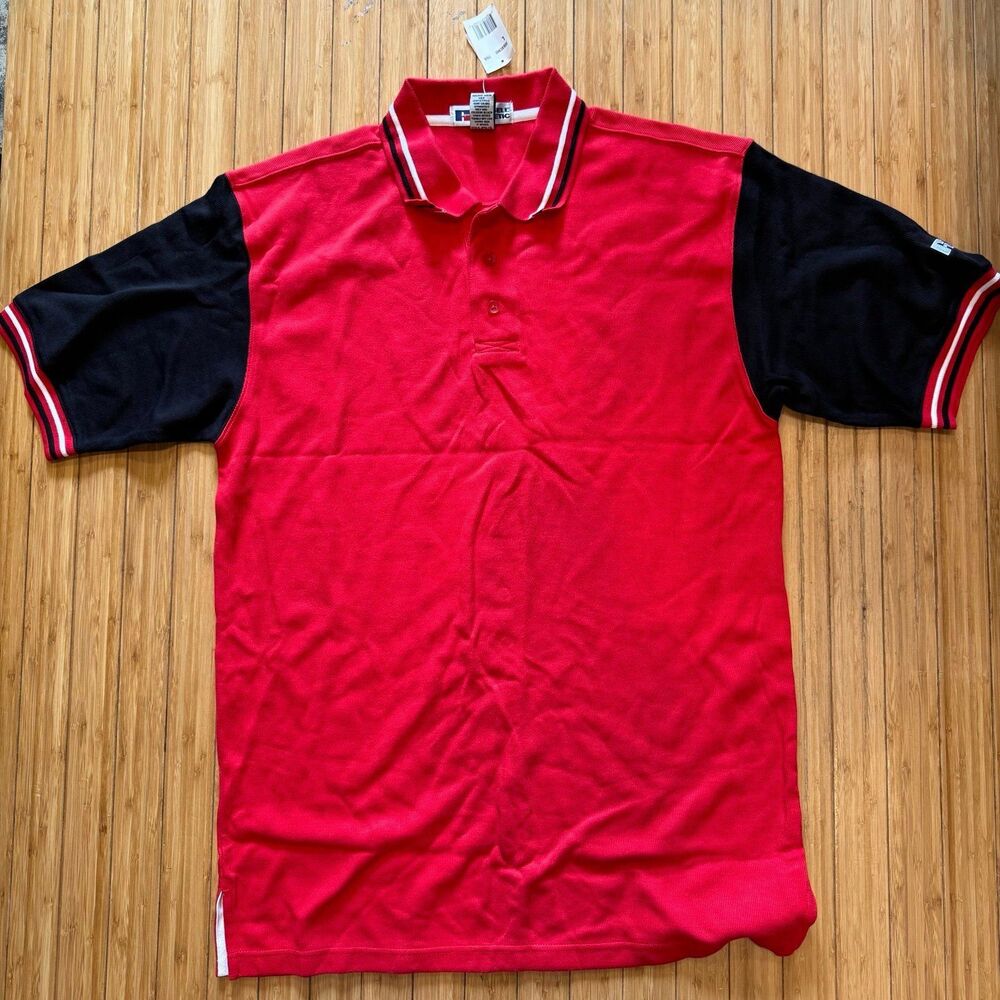 RUSSELL ATHLETIC Polo Shirt Men's L VTG 90s Y2k ColorBlock Sport Cotton Thailand